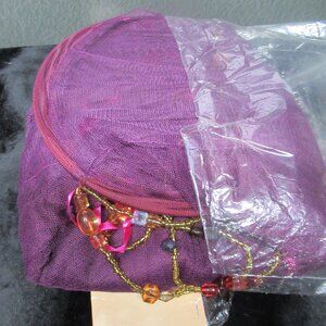 Purple Beaded Mosquito Netting Canopy